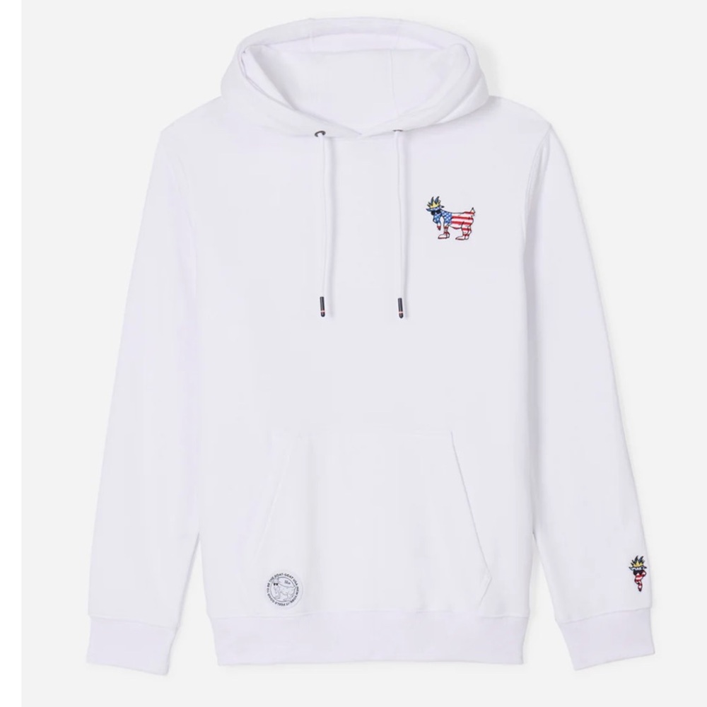 GOAT USA Men's Freedom Hooded Sweatshirt-white